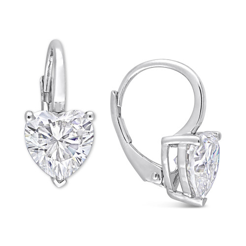 Lab-Created Moissanite Heart Leverback Earrings (4 ct. t.w.) in Sterling Silver