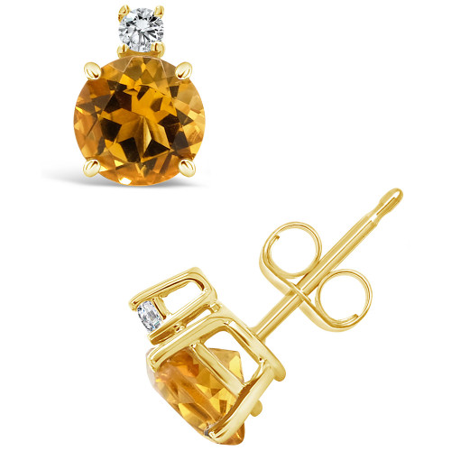 Citrine (1-1/2 ct. t.w.) and Diamond Accent Stud Earrings in 14K Yellow Gold
