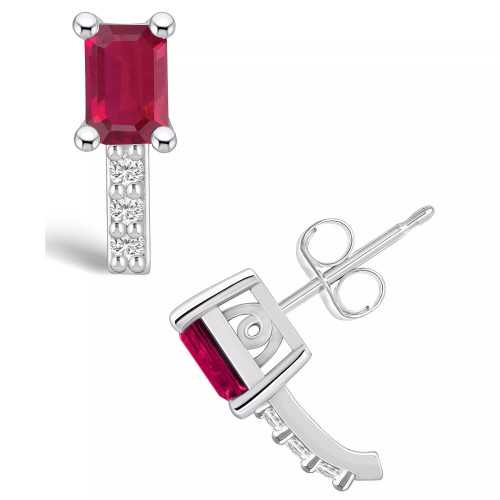 Ruby (1-3/8 Ct. t.w.) and Diamond (1/8 Ct. t.w.) Stud Earrings