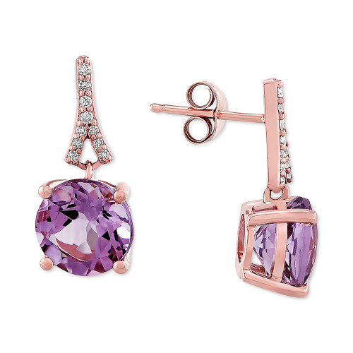 Pink Amethyst (3-1/2 ct. t.w.) & Diamond (1/20 ct. t.w.) Drop Earrings in 14k Rose Gold