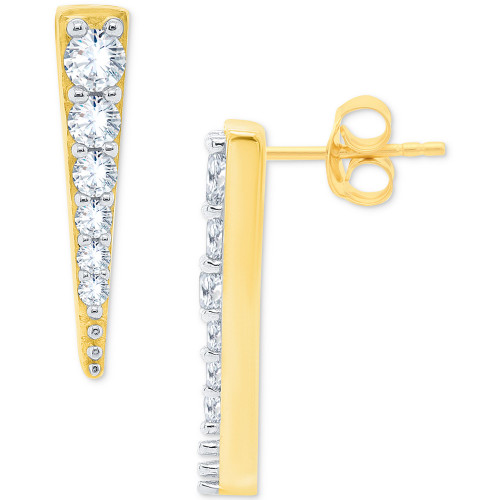 Diamond Graduated Spear Earrings (1/5 ct. t.w.) in 14k Gold-Plated Sterling Silver