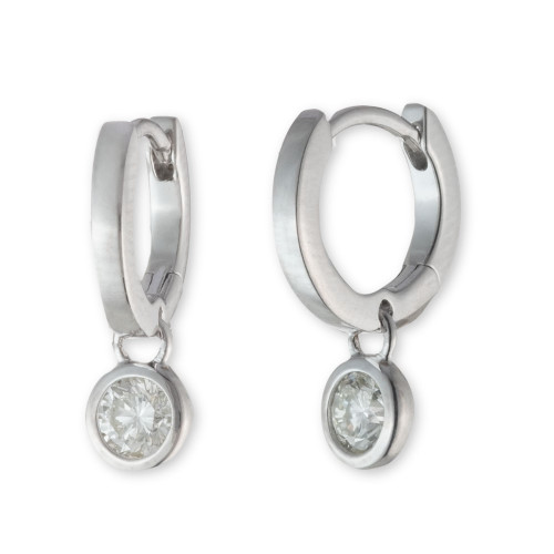 Sterling Silver Cubic Zirconia Huggie Earring