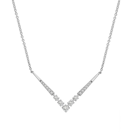 Diamond "V" Fancy Collar Necklace (1/4 ct. t.w.) in Platinum, 16" + 2" extender, Created for Macy's