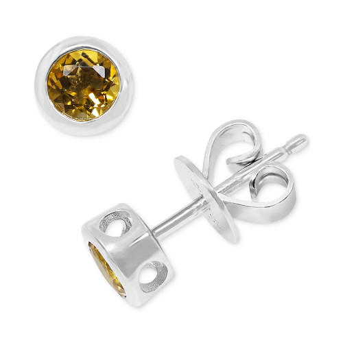 Citrine Bezel Stud Earrings (3/8 ct. t.w.) in Sterling Silver