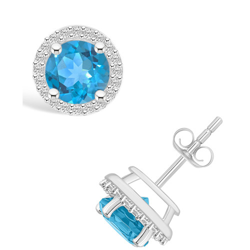 Topaz (2-1/3 ct. t.w.) and Created Sapphire (1/5 ct. t.w.) Halo Studs in 10K White Gold