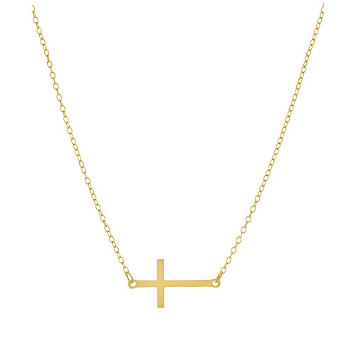 East-West Cross Pendant Necklace in 18k Gold-Plated Sterling Silver, 16" + 2" extender, Created for Macy's