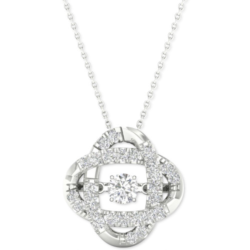 Diamond Interlocking Oval 18" Pendant Necklace (1/4 ct. t.w.) in 10k White Gold