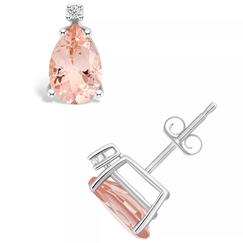 Morganite (1-3/8 ct. t.w.) and Diamond Accent Stud Earrings in 14K Yellow Gold or 14K White Gold