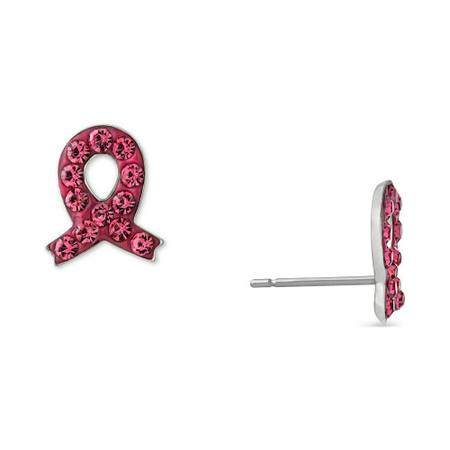 Pink Crystal Ribbon Earrings in Sterling Silver, Created for Macy's