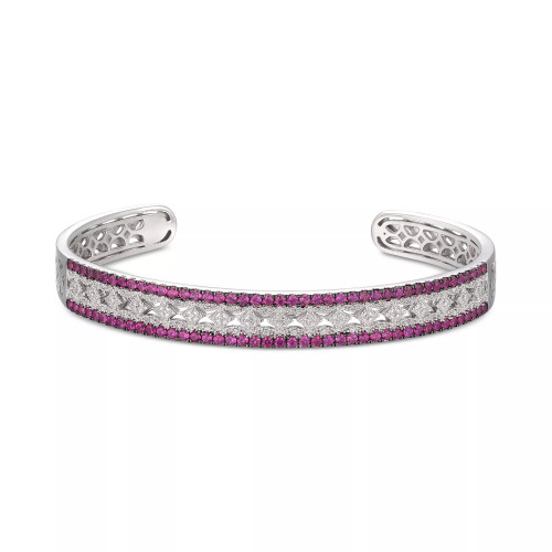 Sapphire (1-3/4 ct. t.w.) & Diamond (1/10 ct. t.w.) Bangle Bracelet in Sterling Silver (Also Available in Ruby & Emerald)