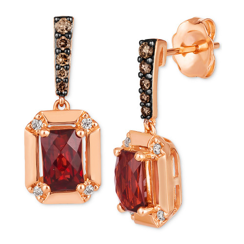 Pomegranate Garnet (1-1/6 ct. t.w.) & Diamond (1/6 ct. t.w.) Drop Earrings in 14k Rose Gold