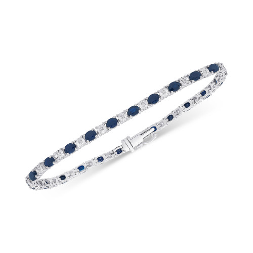Sapphire (3-3/8 ct. t.w.) & Diamond (1/10 ct. t.w.) Link Bracelet in Sterling Silver