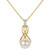 Cultured Freshwater Pearl (8mm) & Lab-Created White Sapphire Accent Twist 18" Pendant Necklace in 14k Gold-Plated Sterling Silver