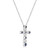 Sterling Silver Created Blue and Created White Sapphire (7/8 ct. t. w.) Bezel Set Cross Pendant Necklace