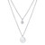 Double Layered 16" + 2" Cubic Zirconia Solitaire and 10mm Disc Chain Necklace in Sterling Silver
