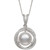 Cultured Freshwater Pearl (11mm) & Cubic Zirconia 18" Pendant Necklace in Sterling Silver
