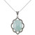 Jade (15 x 20 x 6mm) & Marcasite Flower 18" Pendant Necklace in Sterling Silver