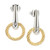 White Topaz Accent Circle Drop Earrings in PVD Stainless Steel & Gold-Tone