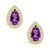 Amethyst (1-3/4 ct. t.w.) and Diamond (1/3 ct. t.w.) Halo Stud Earrings in 14K Yellow Gold