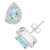 Aquamarine (1-3/8 ct. t.w.) and Diamond (1/3 ct. t.w.) Halo Stud Earrings in 14K White Gold