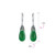Western Style Gemstone Dyed Green Jade Elongated Teardrop Filigree Lever Back Dangle Earrings For Women .925 Sterling Silver