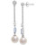 Cultured Freshwater Pearl (7mm), Blue Topaz (1/3 ct. tw.) & Lab-Created White Sapphire Accent Chain Drop Earrings in Sterling Silver