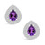 Amethyst (1-1/3 ct. t.w.) and Diamond (5/8 ct. t.w.) Halo Stud Earrings in 14K White Gold