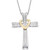 Diamond Cross Pendant Necklace (1/10 ct. t.w.) in 14k White and Yellow Gold