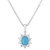Turquoise & Cubic Zirconia Halo 18" Pendant Neckalce in Sterling Silver