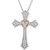 Diamond Cross Pendant Necklace (1/10 ct. t.w.) in Sterling Silver & 14k Rose Gold