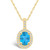 Blue Topaz (1-5/8 Ct. T.W.) and Diamond (1/4 Ct. T.W.) Halo Pendant Necklace in 14K Yellow Gold