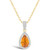 Citrine (7/8 ct. t.w.) and Created Sapphire (1/6 ct. t.w.) Halo Pendant Necklace in 10K Yellow Gold