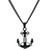 Men's Two-Tone Anchor 24" Pendant Necklace in Stainless Steel & Black Ion-Plate