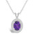 Amethyst (1-1/5 ct. t.w.) and Diamond (1/8 ct. t.w.) Halo Pendant Necklace in Sterling Silver