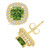 Peridot (2-1/5 ct. t.w.) and Diamond (3/8 ct. t.w.) Halo Stud Earrings in 14K Yellow Gold