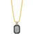 Men's Black & White Cubic Zirconia Dog Tag 22" Pendant Necklace in Sterling Silver, 14k Gold-Plate, & Black Rhodium-Plate