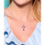 Sterling Silver Simple 1 5/8 (ct. t. w.) Created Red Ruby and Created White Sapphire Marquise Bezel Set Cross Pendant Necklace