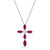 Sterling Silver Simple 1 5/8 (ct. t. w.) Created Red Ruby and Created White Sapphire Marquise Bezel Set Cross Pendant Necklace