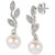Cultured Freshwater Pearl (6 1/2mm) & Lab-Created White Sapphire (1/10 ct. t.w.) Vine Drop Earrings in Sterling Silver