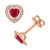 Ruby (1 ct. t.w.) & Diamond (1/5 ct. t.w.) Heart Halo Stud Earrings in 14k Rose Gold