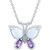Lab-Created Opal (1/2 ct. t.w.), Lab-Created Amethyst (3/8 ct. t.w.) & Diamond Accent Butterfly Pendant Necklace in Sterling Silver, 16" + 2" extender