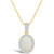 Created Opal (1/2 ct. t.w.) and Created Sapphire (1/6 ct. t.w.) Halo Pendant Necklace in 10K Yellow Gold