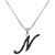 Sterling Silver Necklace, Black Diamond "N" Initial Pendant (1/4 ct. t.w.)