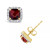 Garnet (1-1/2 ct. t.w.) and Created White Sapphire (1/5 ct. t.w.) Halo Stud Earrings in 10k Yellow Gold. Also Available in Amethyst (1 ct. t.w.) and Blue Topaz (1-1/3 ct. t.w.)