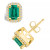 Emerald (1-1/8 Ct. t.w.) and Diamond (1/5 Ct. t.w.) Halo Stud Earrings