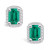 Emerald (1-1/8 Ct. t.w.) and Diamond (1/5 Ct. t.w.) Halo Stud Earrings