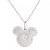 Mickey Mouse Cubic Zirconia Initial Pendant 18" Necklace in Sterling Silver