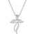 Diamond Accent Angel 18" Pendant Necklace in Sterling Silver & 14k Rose Gold-Plate