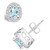 Aquamarine (3/4 ct. t.w.) and Diamond (1/4 ct. t.w.) Halo Stud Earrings in 14K White Gold
