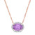 10K Rose Gold Plated Amethyst and Diamond Oval Halo Necklace